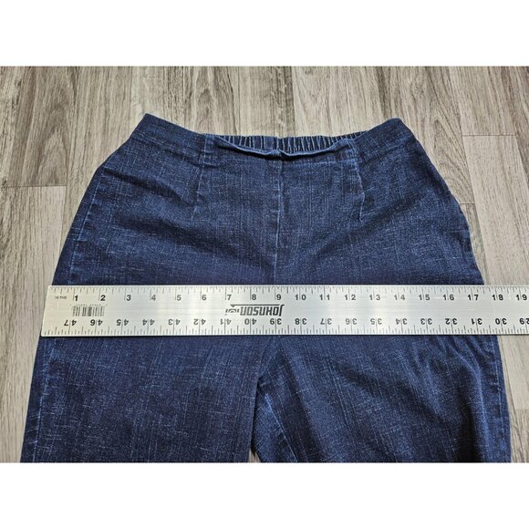 Faded Glory Pants Womens Small Blue Crop Wide Leg Pull On Casual Denim - Picture 8 of 11